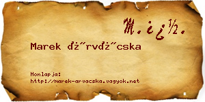 Marek Árvácska névjegykártya